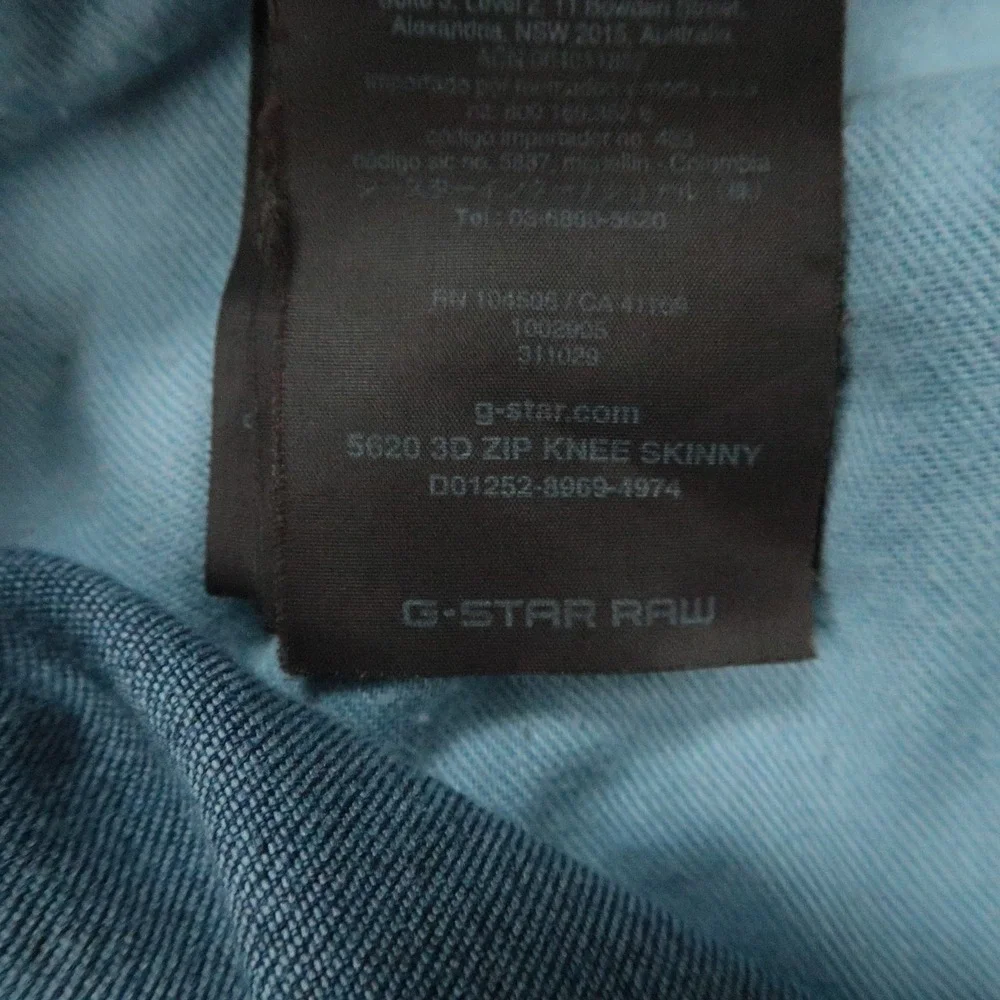 G Star Jeans Mens 31x34 Blue 5620 3D Zip Knee Skinny Light Wash